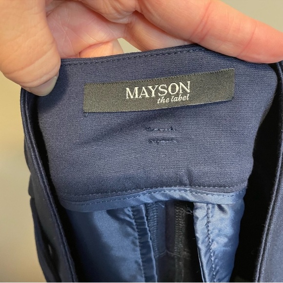$150 Mayson the Label Navy Tie Ponte Pant - Picture 4 of 4